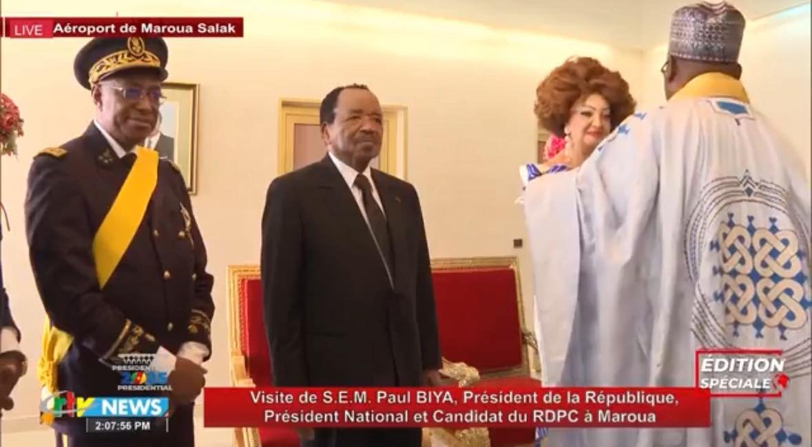 Supporters wave CPDM banners as President Paul Biya launches his campaign in Maroua, contrasting with deserted streets in the North West and South West under rebel-imposed lockdowns.